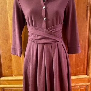Sahalie Maroon 3/4 length Sleeve Dress